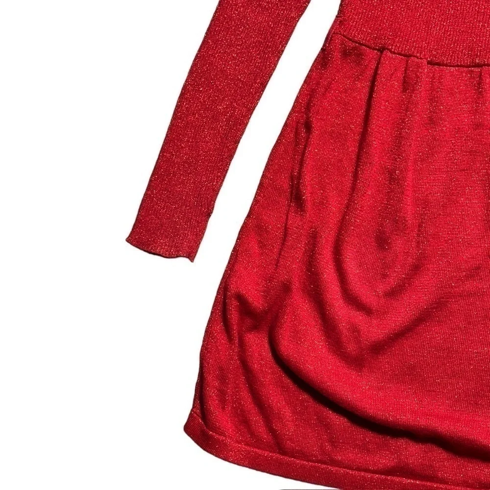 Free People Red Shimmer Mock Neck Sweater Dress | U.S. Woman’s XSmall